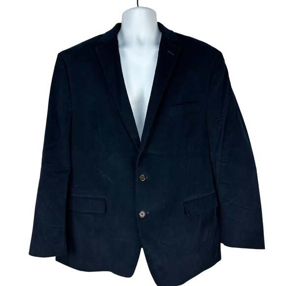 Lauren Ralph Lauren Mens Navy Blazer With Elbow Patches 46R Cotton Blend - Picture 1 of 5
